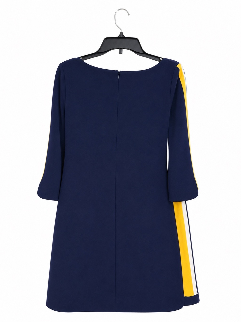 Vince Camuto Colorblock Shift Dress Women’s 8 Navy Mustard White Scuba Crepe - Picture 2 of 2
